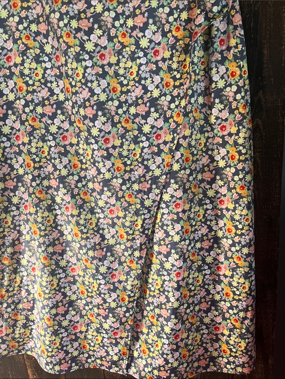 LOFT Navy A-Line Skirt with Multicolor Floral Print - Picture 6 of 9